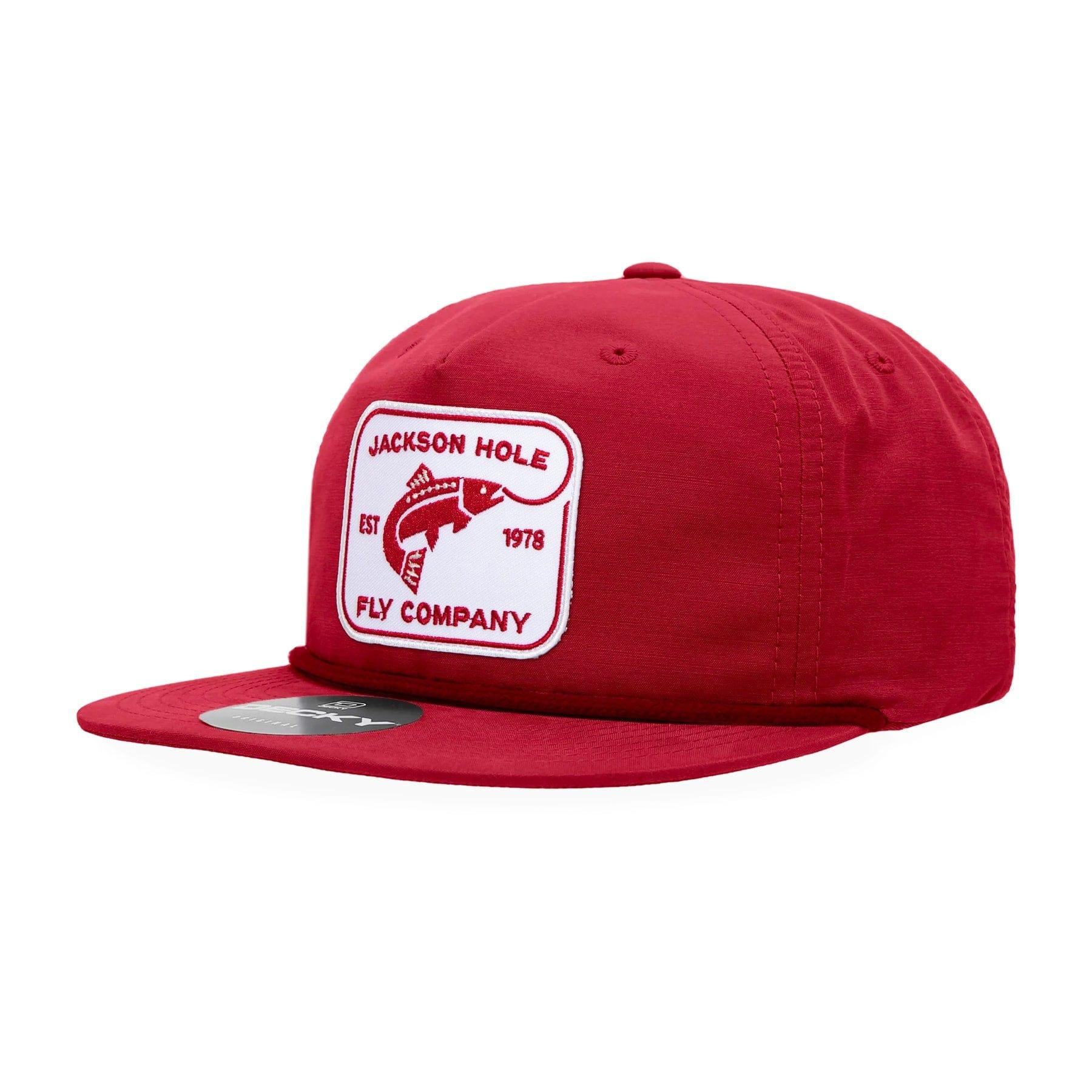 JHFLYCO Brushed Cotton Ball Cap - Rectangle Logo - Adjustable / Red / White Patch | Jackson Hole Fly Company