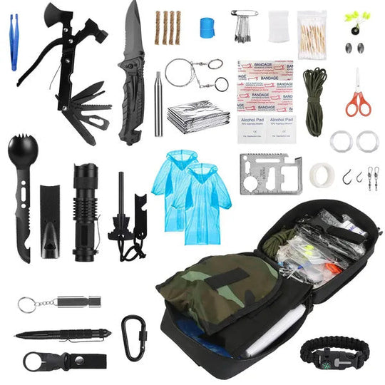 121Pcs Survival Kit for Outdoor Adventure - Professional Emergency Gear &amp; Tactical First Aid Supplies for Camping, Hiking, and Hunting