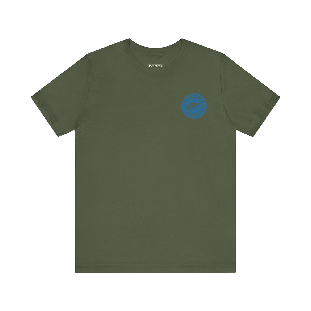 JHFLYCO Circle Badge Tee - Hackle Blue Logo