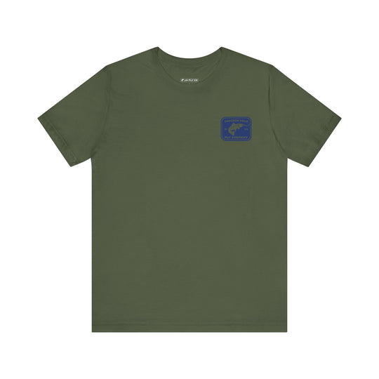 JHFLYCO Rectangle Badge Tee - Peacock Blue Logo