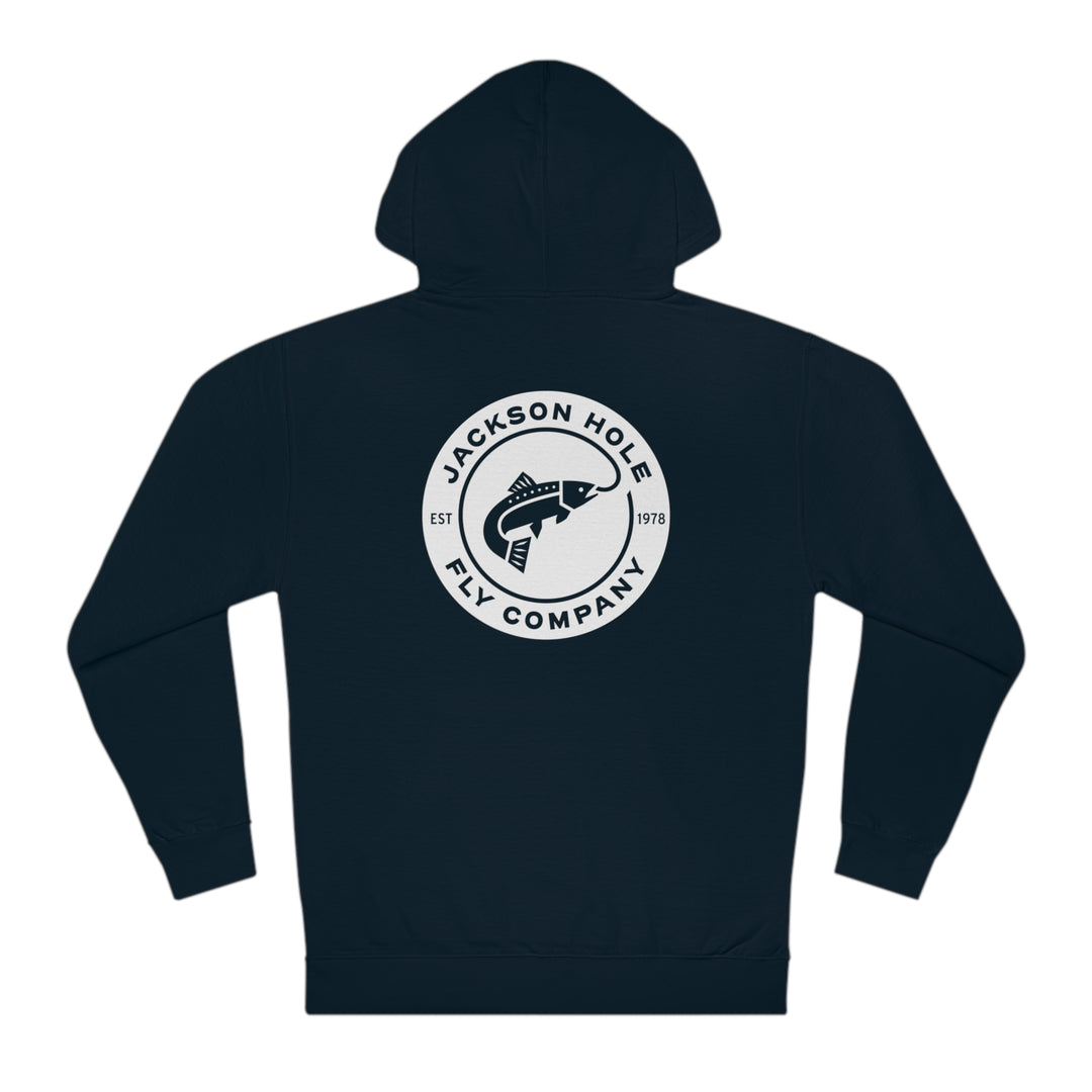 JHFLYCO Round Badge Hoodie – White Logo