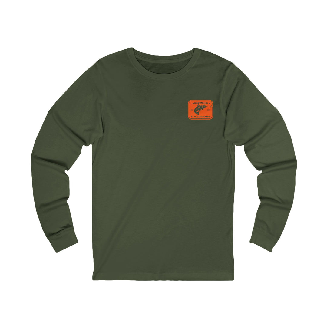 JHFLYCO Rectangle Badge Long Sleeve Tee - Blaze Orange Logo