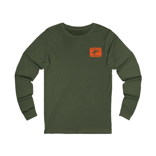 JHFLYCO Rectangle Badge Long Sleeve Tee - Blaze Orange Logo