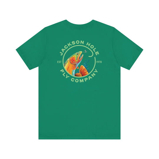 JHFLYCO Cutthroat Trout Badge Tee - Bright Midge Logo