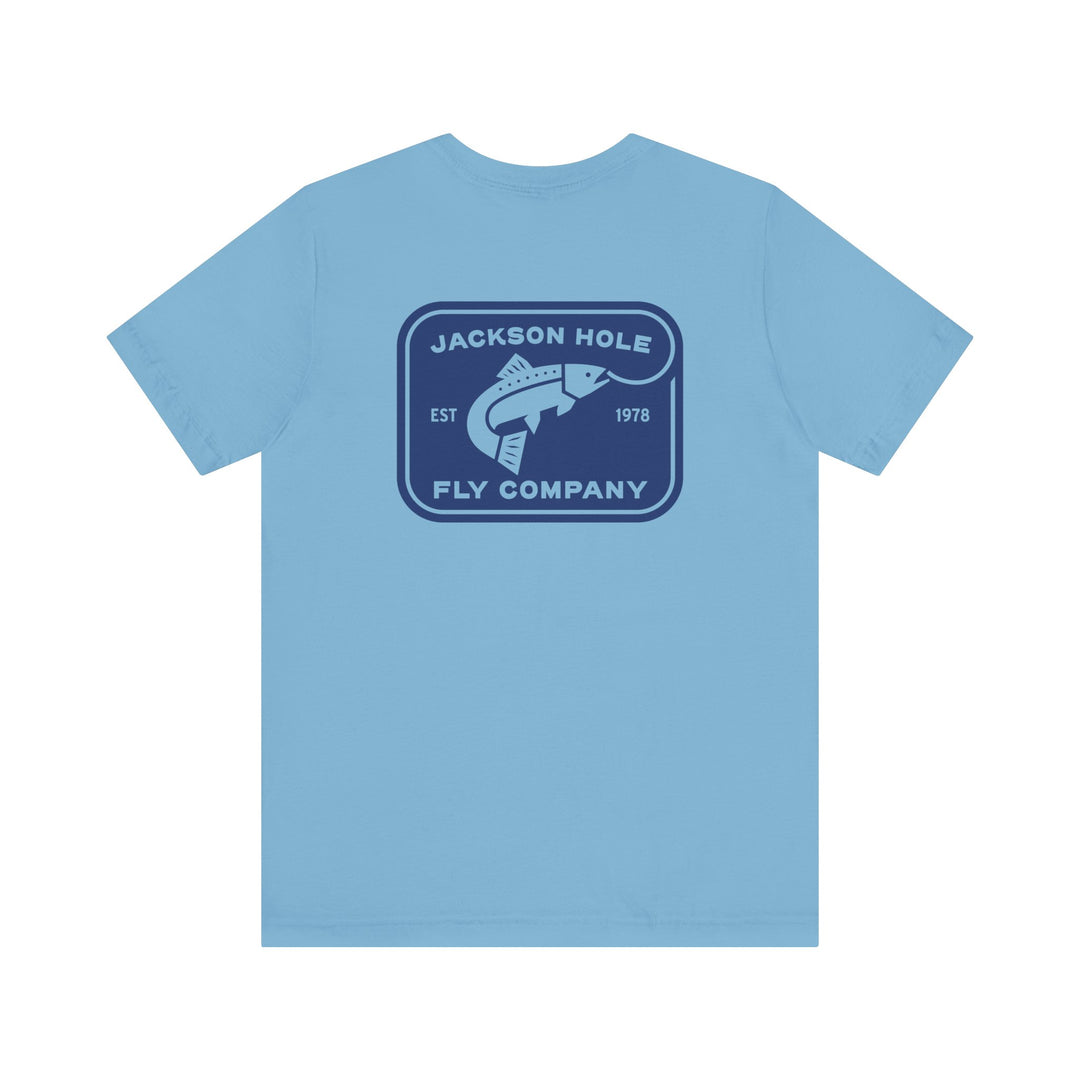 JHFLYCO Rectangle Badge Tee - Peacock Blue Logo