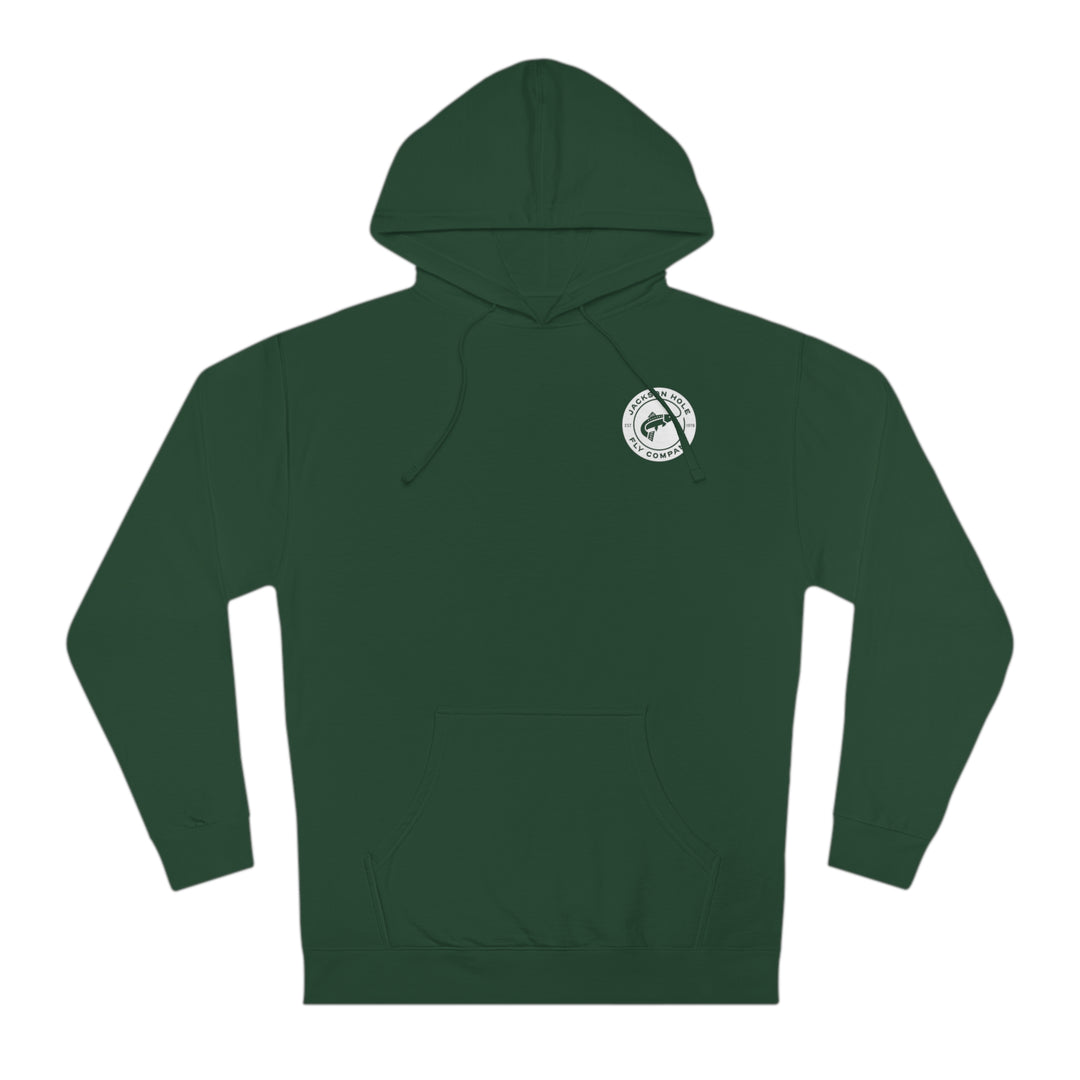 JHFLYCO Round Badge Hoodie – White Logo