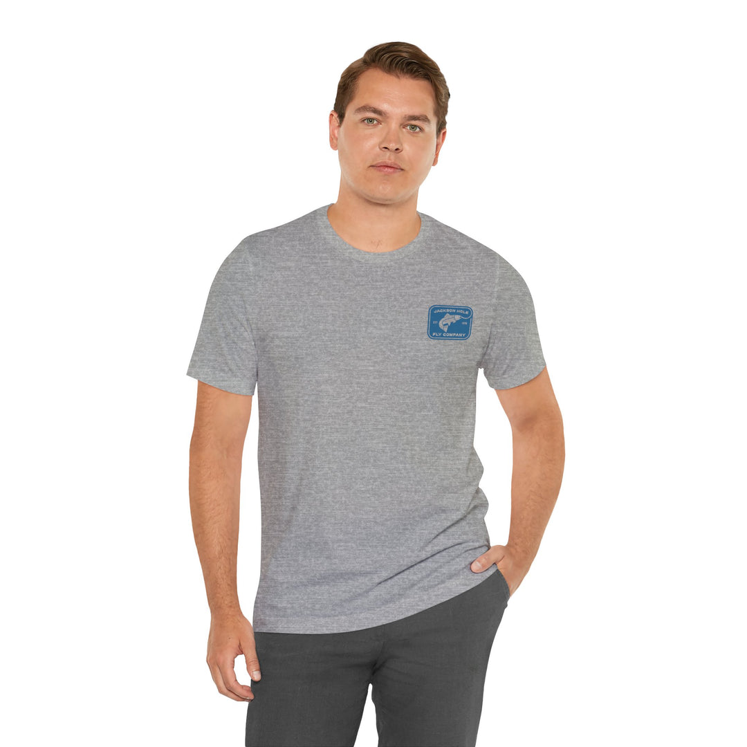 JHFLYCO Rectangle Badge Tee - Hackle Blue Logo