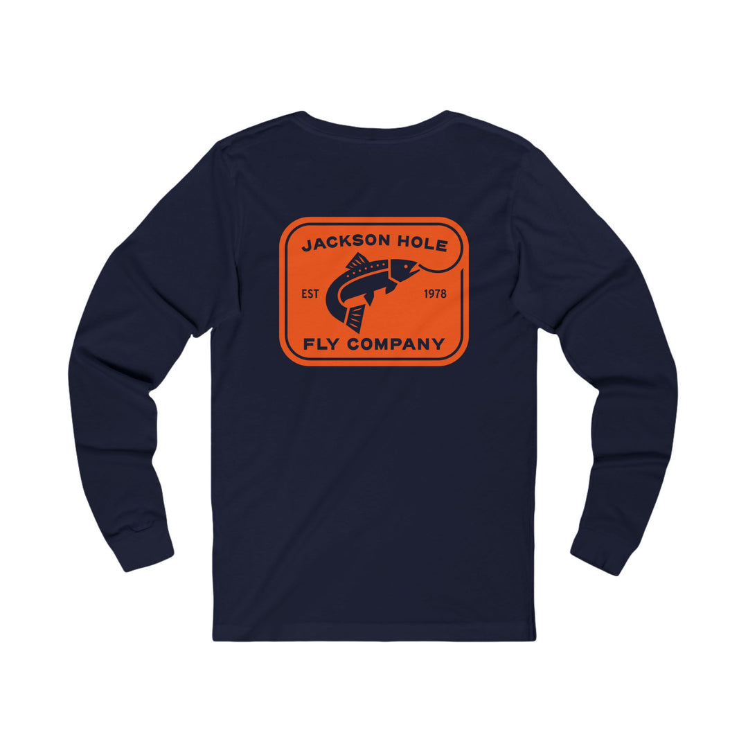 JHFLYCO Rectangle Badge Long Sleeve Tee - Blaze Orange Logo