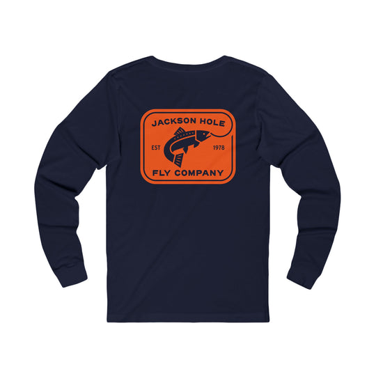 JHFLYCO Rectangle Badge Long Sleeve Tee - Blaze Orange Logo