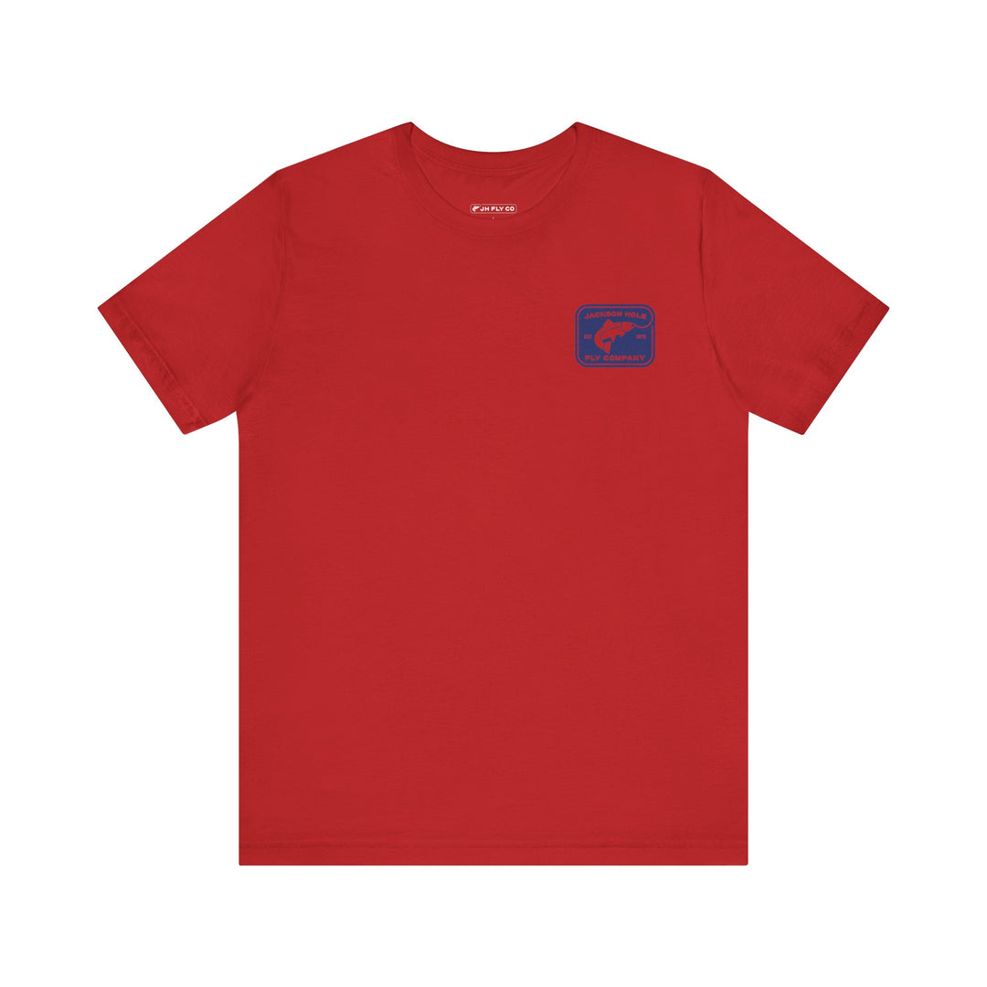 JHFLYCO Rectangle Badge Tee - Peacock Blue Logo