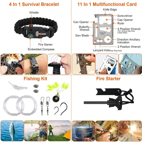 121Pcs Survival Kit for Outdoor Adventure - Professional Emergency Gear &amp; Tactical First Aid Supplies for Camping, Hiking, and Hunting