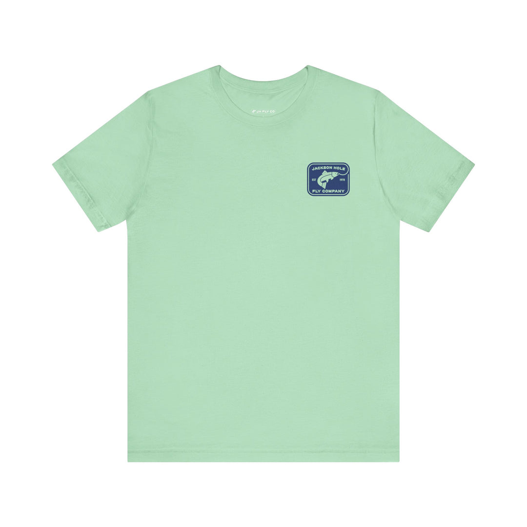 JHFLYCO Rectangle Badge Tee - Peacock Blue Logo