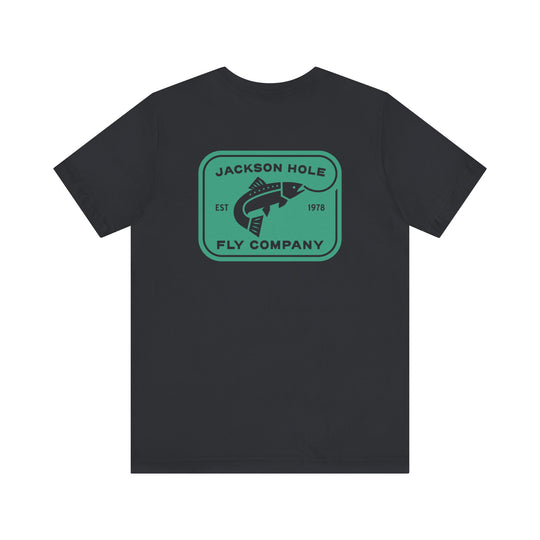 JHFLYCO Rectangle Badge Tee - Green Drake Logo