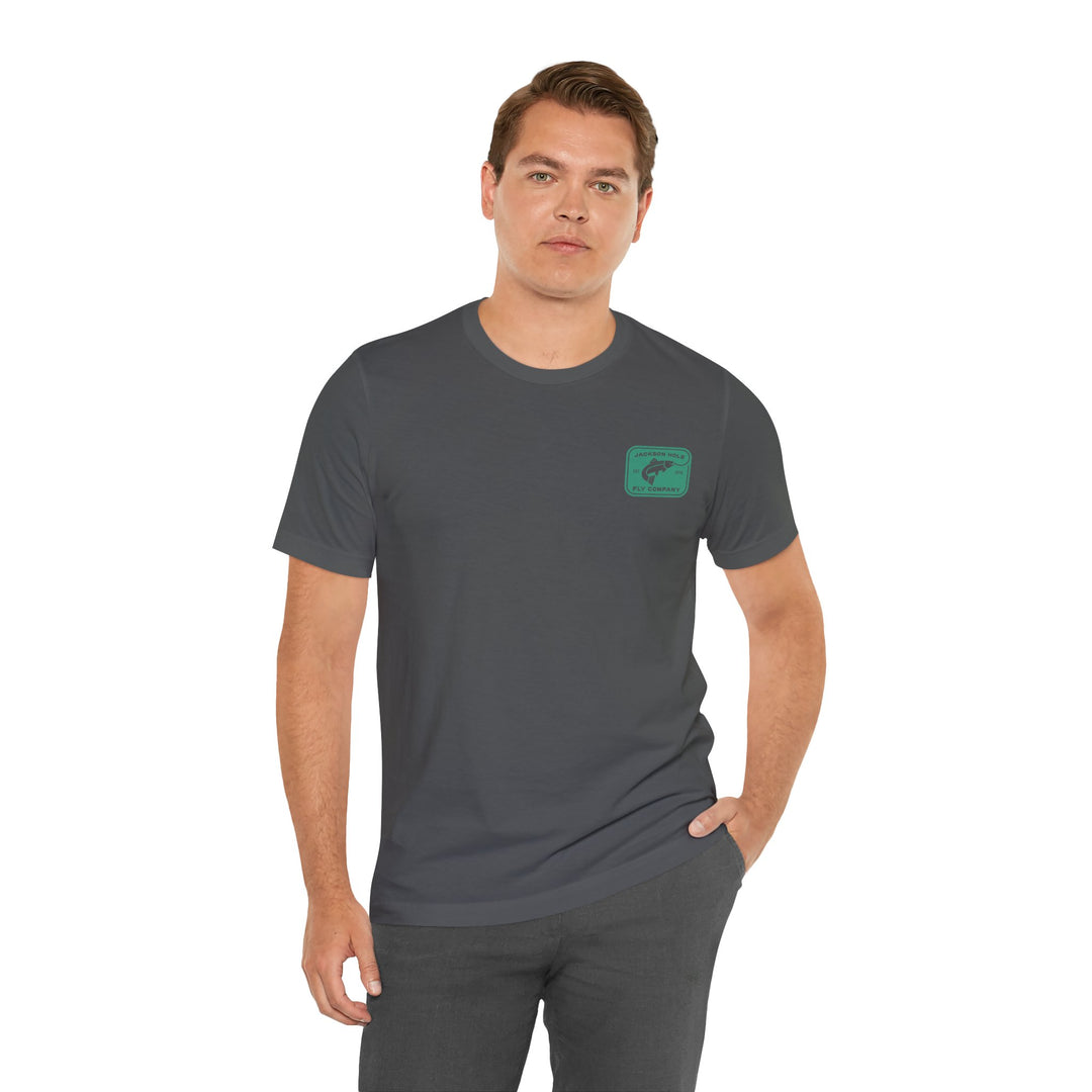 JHFLYCO Rectangle Badge Tee - Green Drake Logo