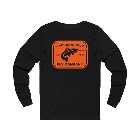 JHFLYCO Rectangle Badge Long Sleeve Tee - Blaze Orange Logo