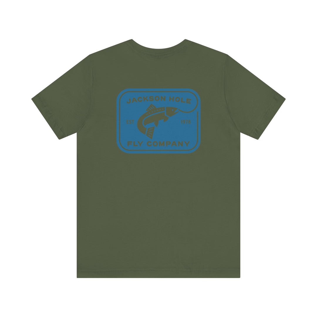 JHFLYCO Rectangle Badge Tee - Hackle Blue Logo