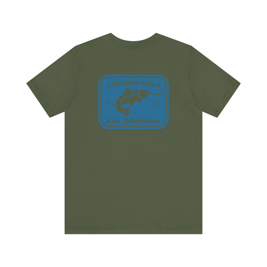 JHFLYCO Rectangle Badge Tee - Hackle Blue Logo