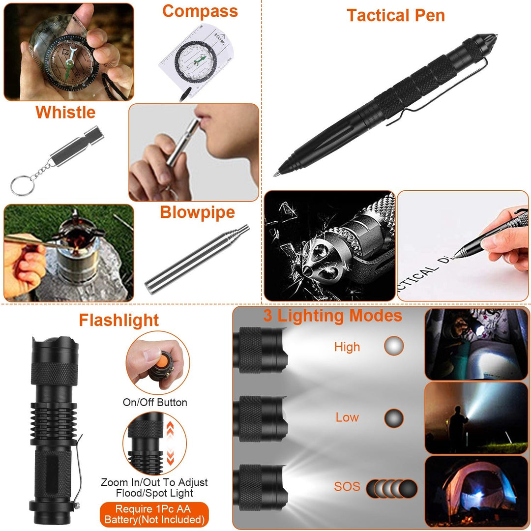 125Pcs Survival Kit for Outdoor Adventures - Professional Emergency Gear &amp; Tactical First Aid Supplies for Camping, Hiking, and Hunting