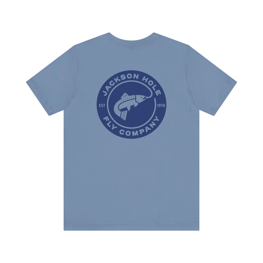 JHFLYCO Circle Badge Tee - Peacock Blue Logo