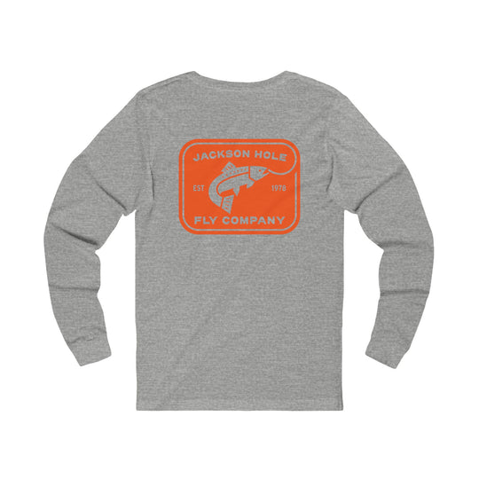 JHFLYCO Rectangle Badge Long Sleeve Tee - Blaze Orange Logo