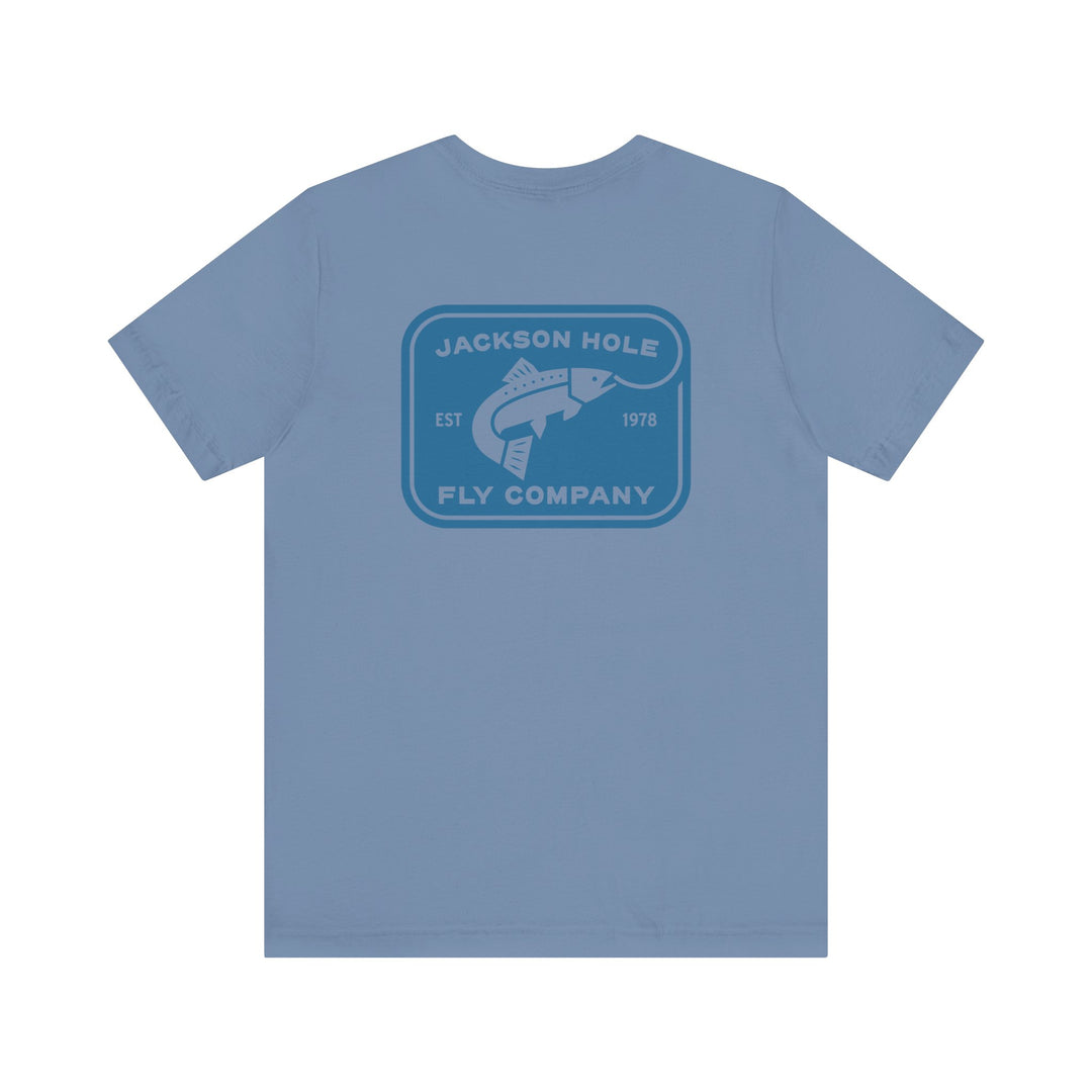 JHFLYCO Rectangle Badge Tee - Hackle Blue Logo