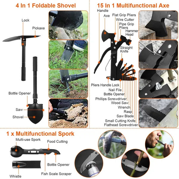 121Pcs Survival Kit for Outdoor Adventure - Professional Emergency Gear &amp; Tactical First Aid Supplies for Camping, Hiking, and Hunting