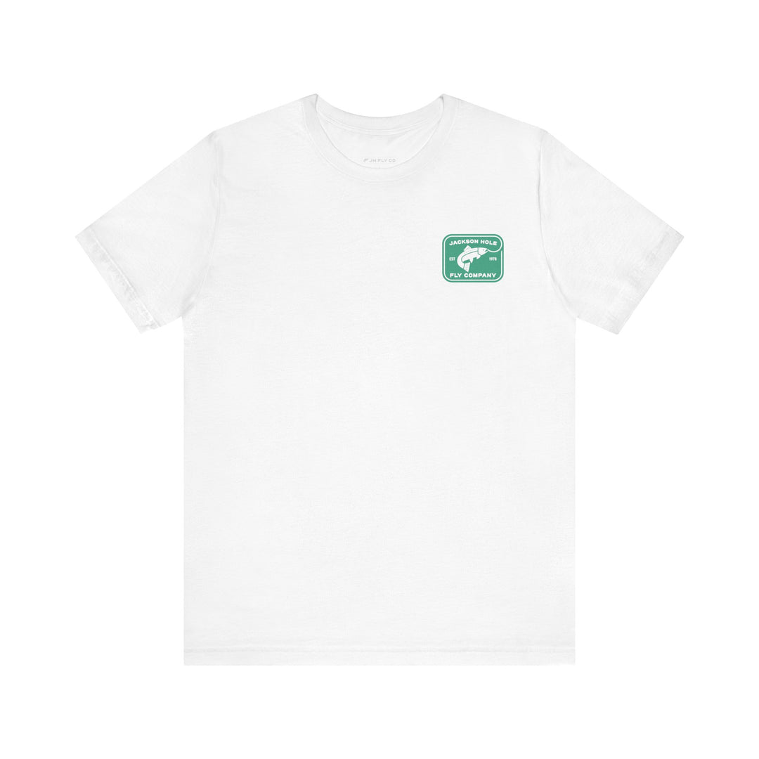 JHFLYCO Rectangle Badge Tee - Green Drake Logo