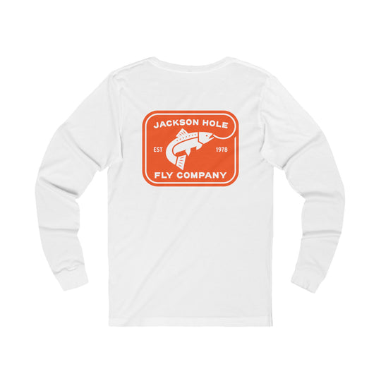 JHFLYCO Rectangle Badge Long Sleeve Tee - Blaze Orange Logo