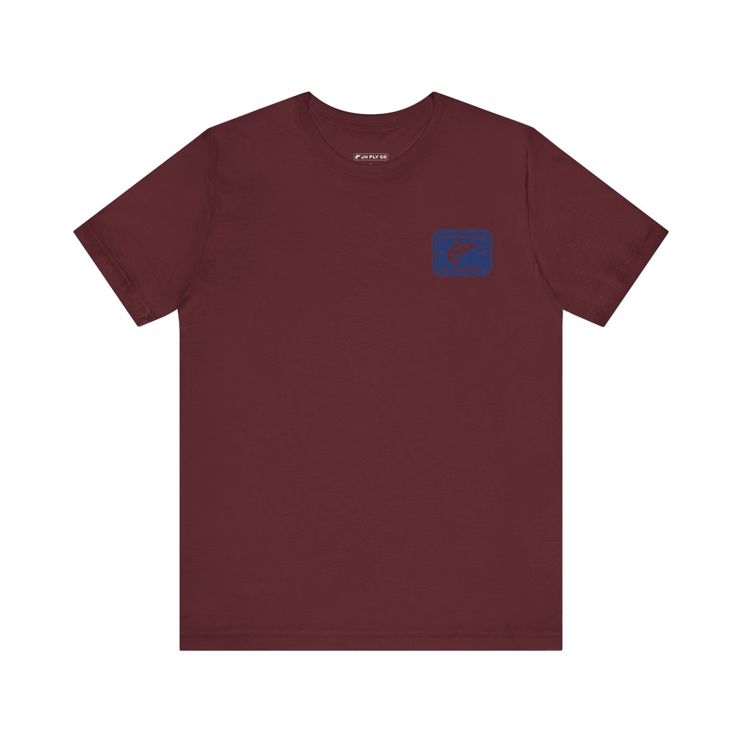 JHFLYCO Rectangle Badge Tee - Peacock Blue Logo