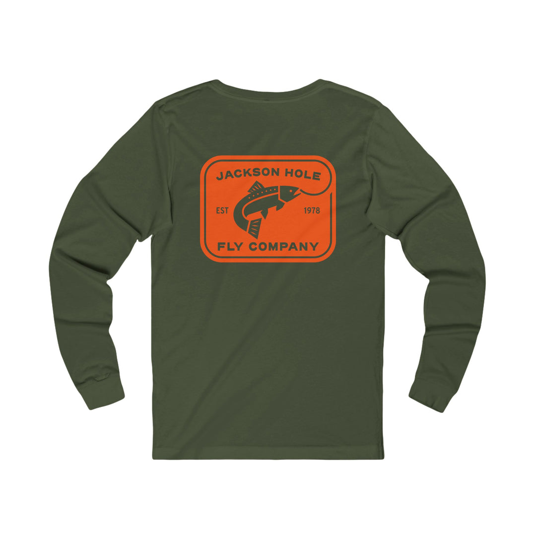 JHFLYCO Rectangle Badge Long Sleeve Tee - Blaze Orange Logo