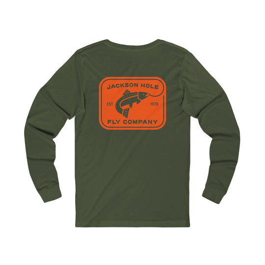 JHFLYCO Rectangle Badge Long Sleeve Tee - Blaze Orange Logo