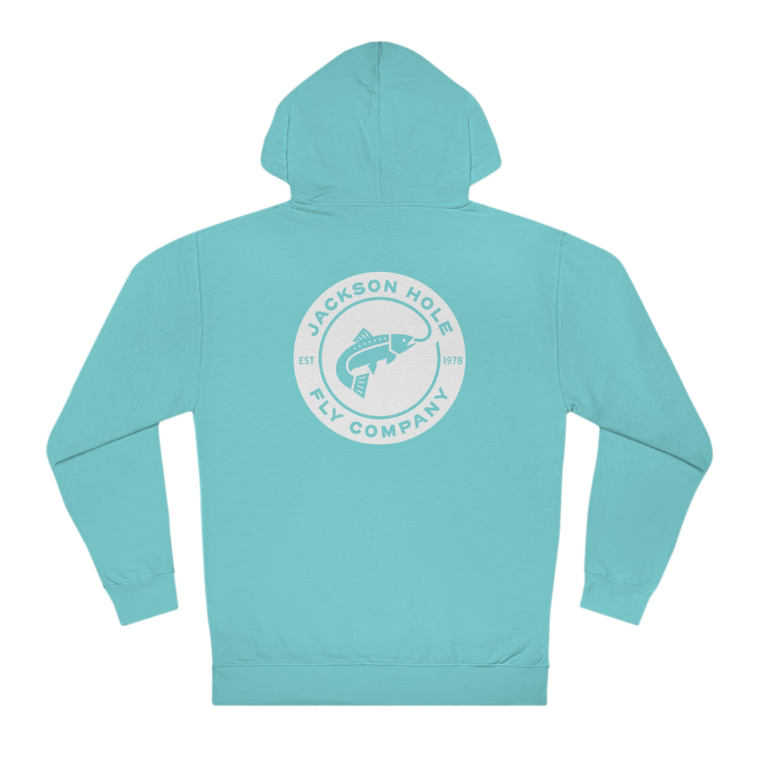 JHFLYCO Round Badge Hoodie – White Logo