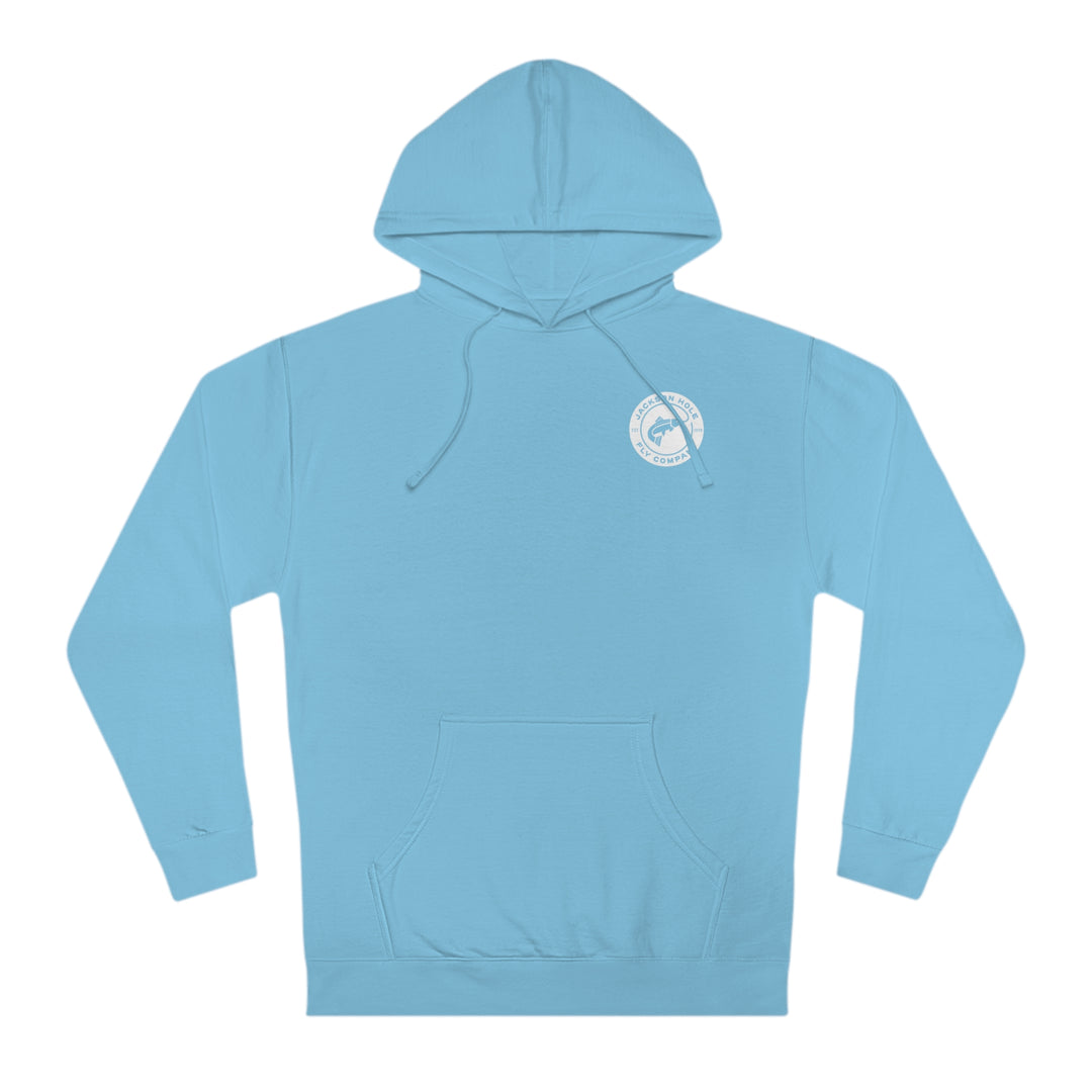 JHFLYCO Round Badge Hoodie – White Logo