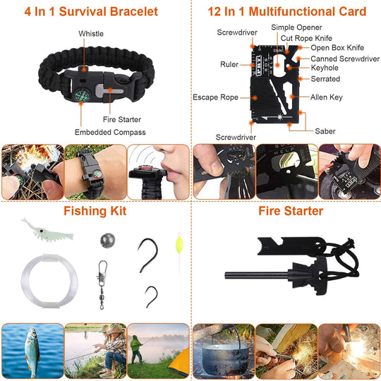 125Pcs Survival Kit for Outdoor Adventures - Professional Emergency Gear &amp; Tactical First Aid Supplies for Camping, Hiking, and Hunting