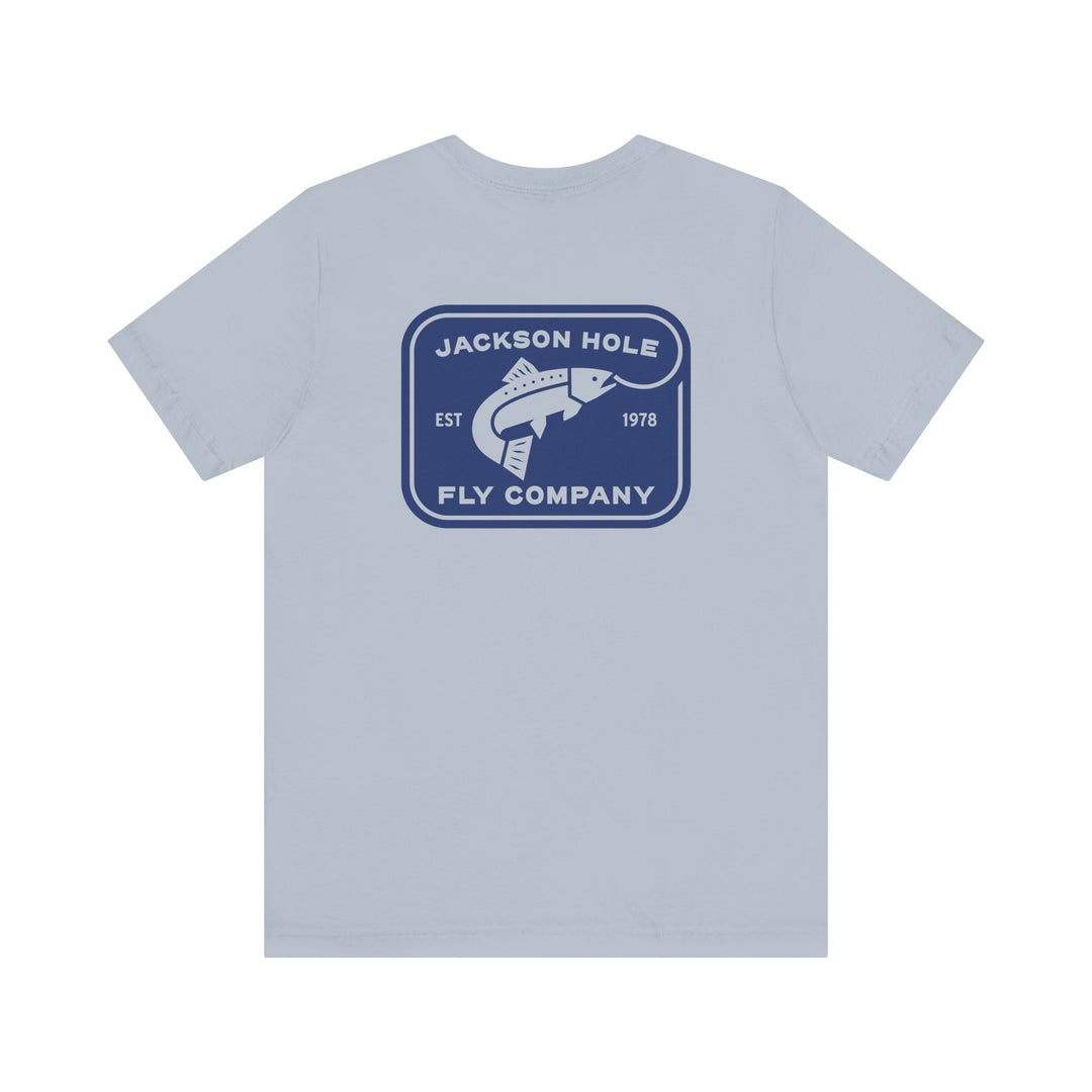 JHFLYCO Rectangle Badge Tee - Peacock Blue Logo