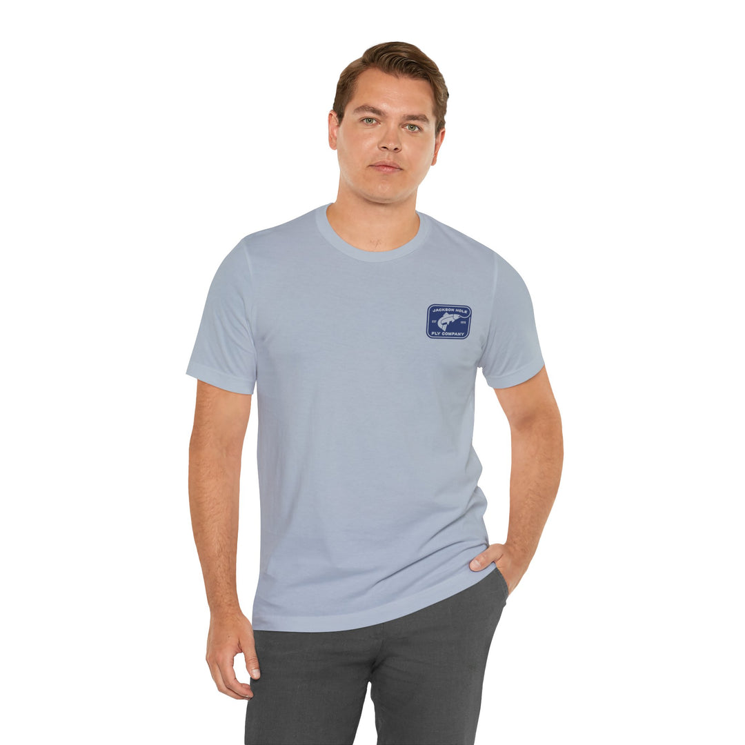 JHFLYCO Rectangle Badge Tee - Peacock Blue Logo