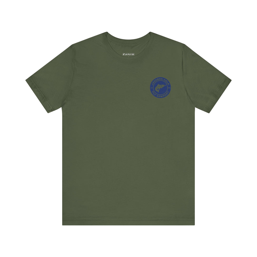 JHFLYCO Circle Badge Tee - Peacock Blue Logo