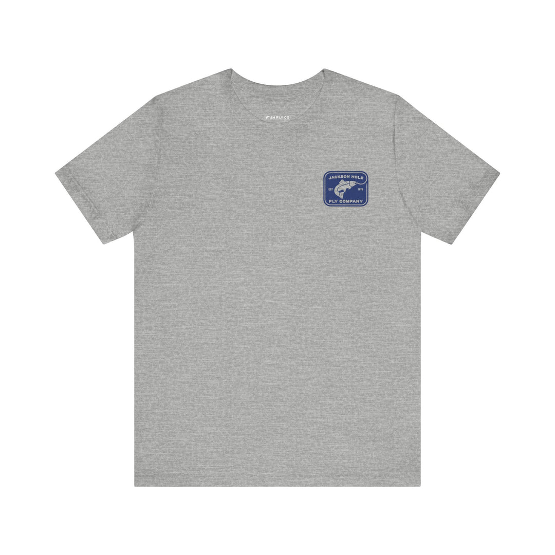 JHFLYCO Rectangle Badge Tee - Peacock Blue Logo