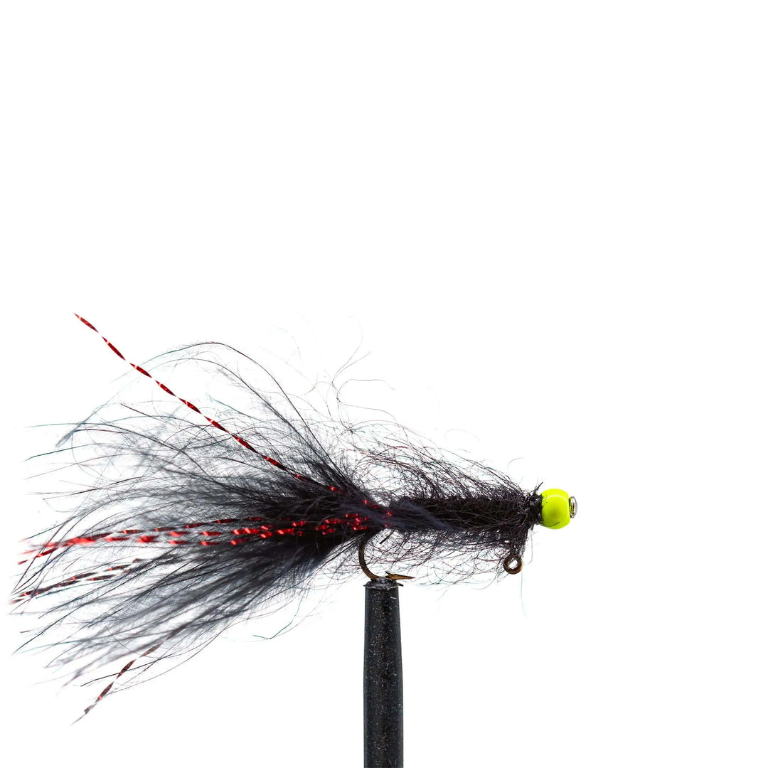 Black Balanced Leech - Chartreuse Bead, Flies, Streamers, Leeches, Stillwater  | Jackson Hole Fly Company
