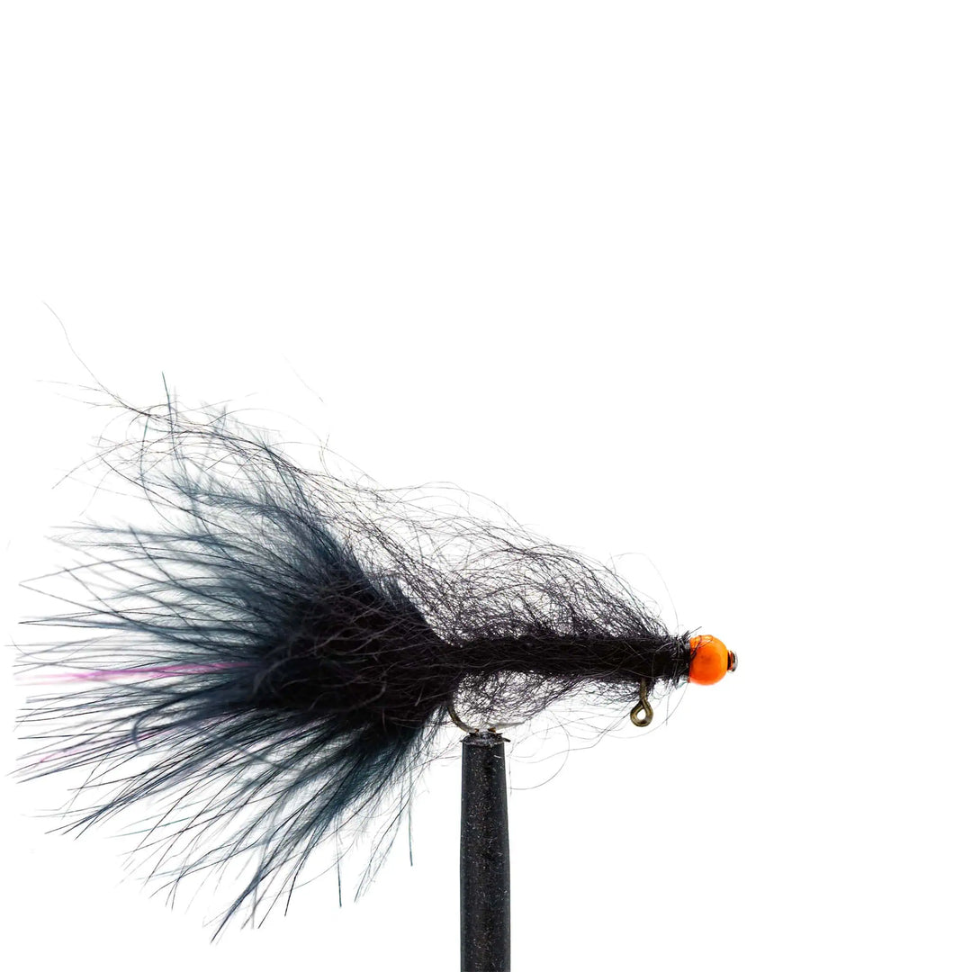 Black Balanced Leech - Orange Bead, Streamers, Flies, Leeches | Jackson Hole Fly Comapny