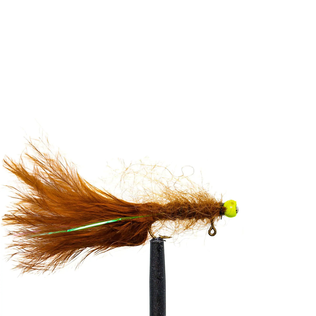 Brown Balanced Leech - Chartreuse Bead, Flies, Streamers, Leeches, Stillwater  | Jackson Hole Fly Company
