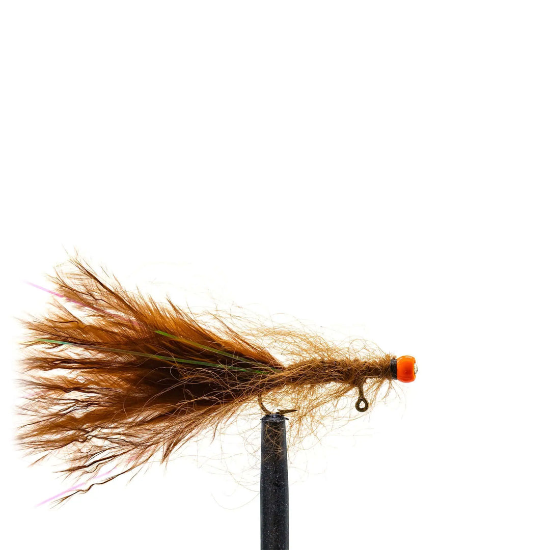 Brown Balanced Leech - Orange Bead, Flies, Streamers, Leeches, Stillwater  | Jackson Hole Fly Company