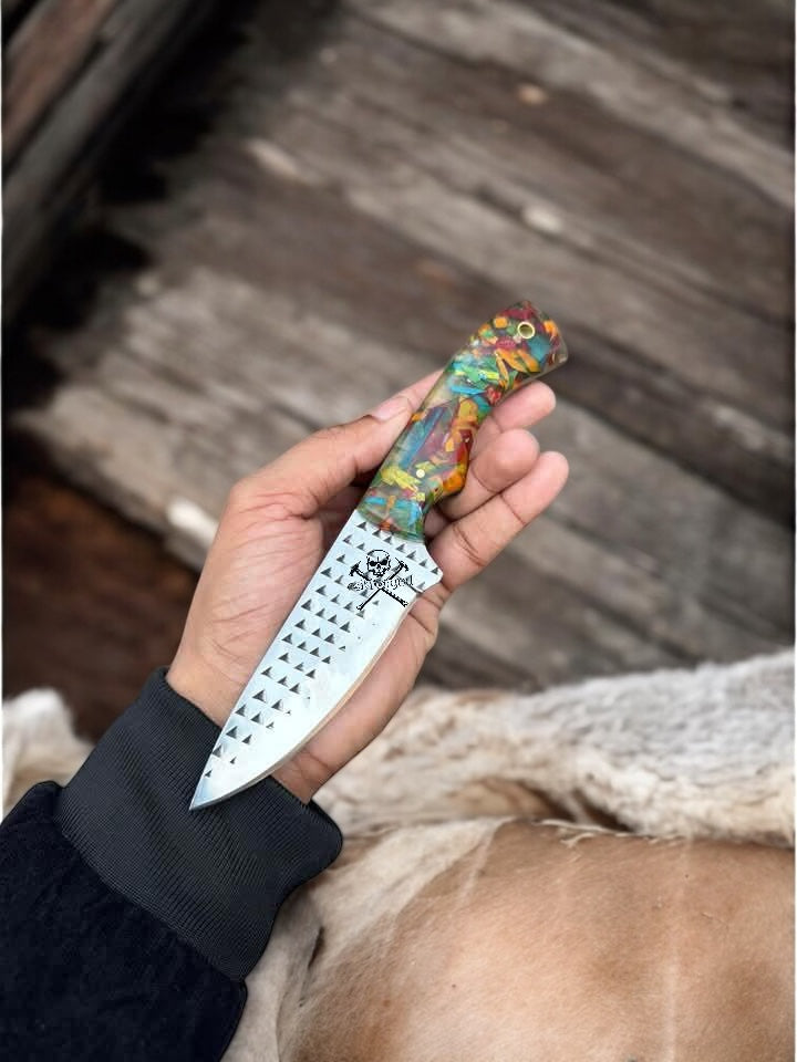 Cowboy Knife with Rasp Steel Blade &amp; Resin Handle