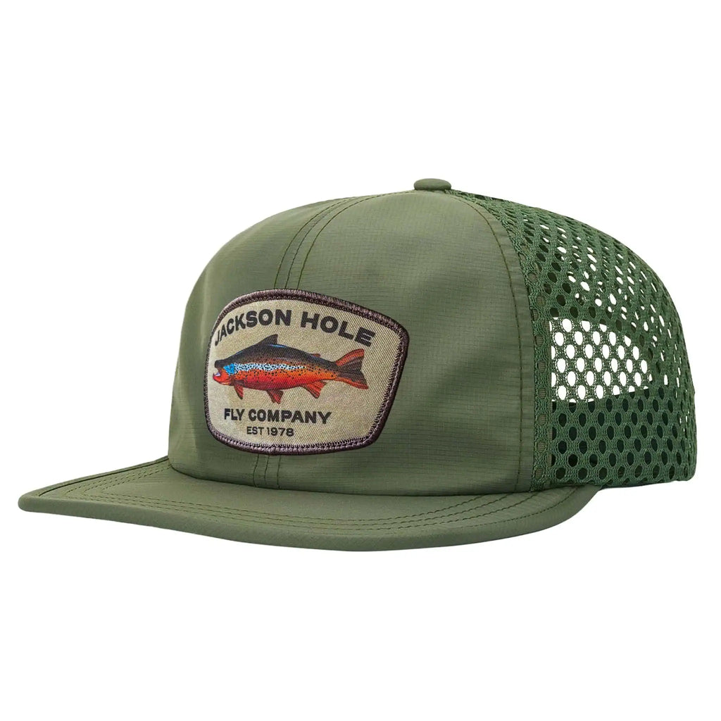 JHFLYCO Rogue Ball Cap – Brown Trout Patch Mesh Hat – Jackson Hole