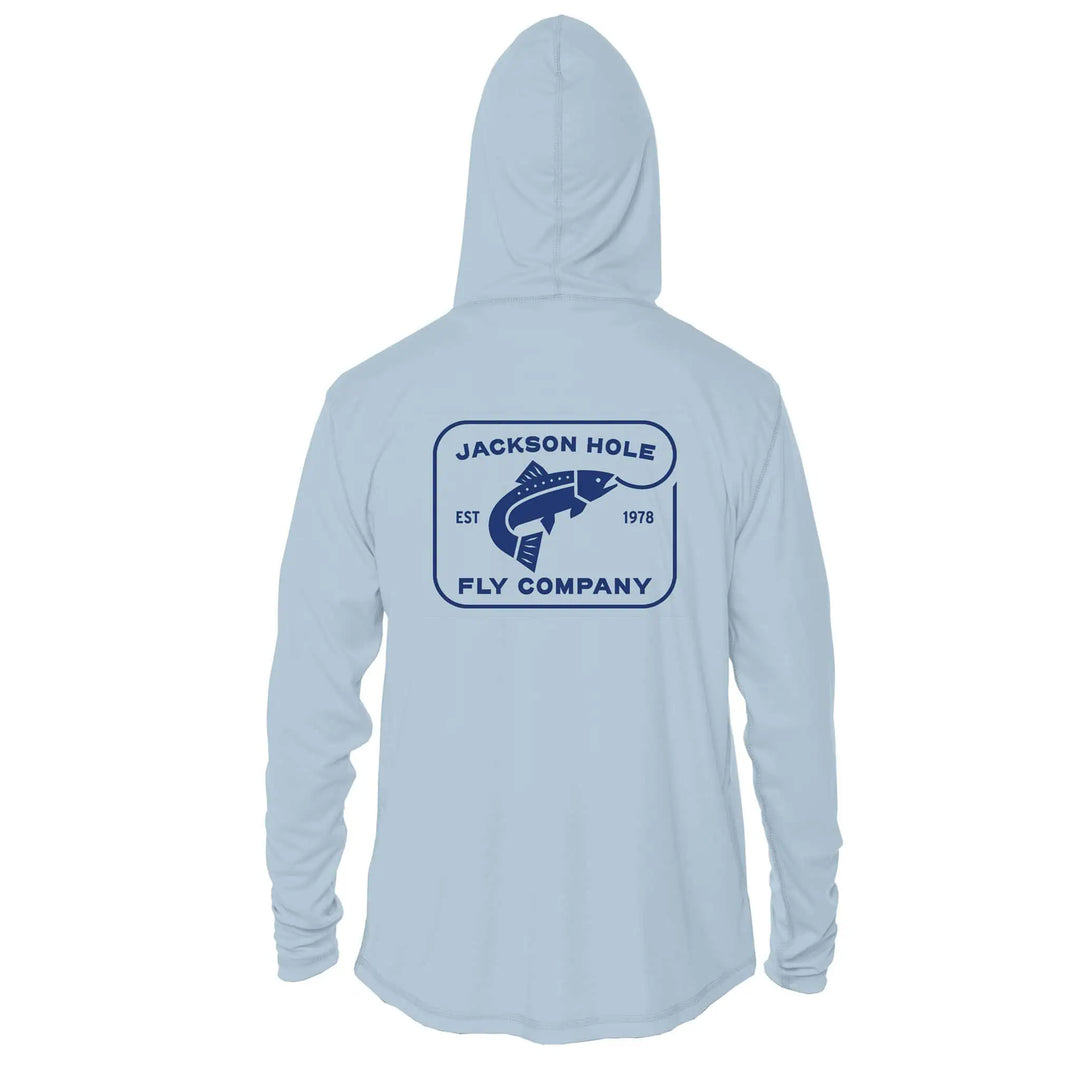 JHFLYCO Sun Hoodie, Arctic Blue, Sun Protection | Jackson Hole Fly Company
