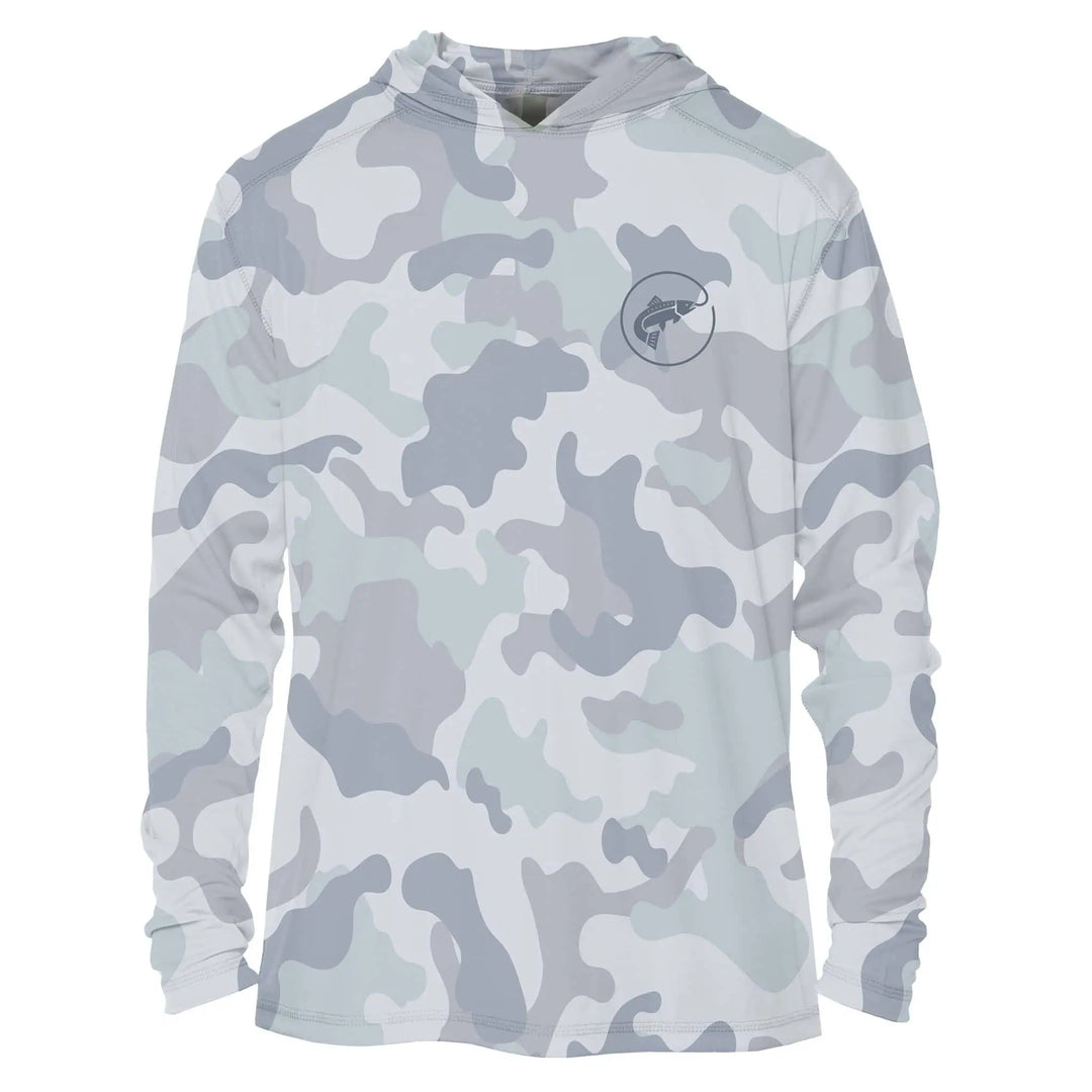 JHFLYCO Sun Hoodie, Blue Camo, Sun Protection | Jackson Hole Fly Company