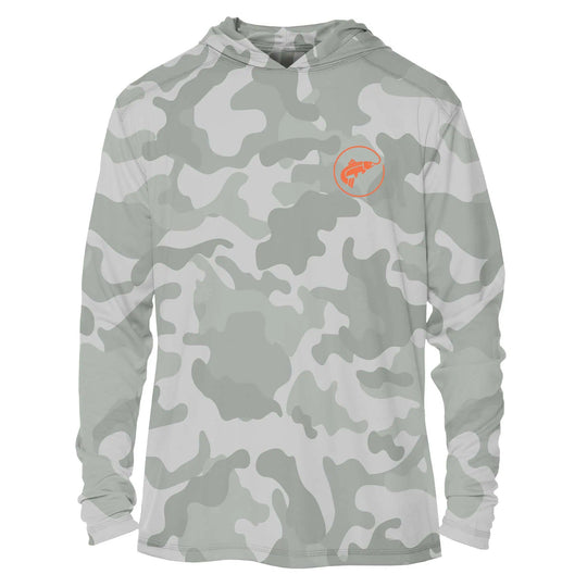 JHFLYCO Sun Hoodie, Gray Camo, Sun Protection | Jackson Hole Fly Company