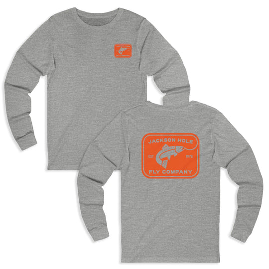 JHFLYCO Rectangle Badge Long Sleeve Tee - Blaze Orange Logo