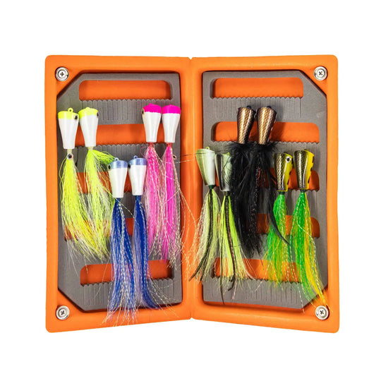 JHFLYCO Loaded Foam Fly Box - Saltwater Popper Assortment