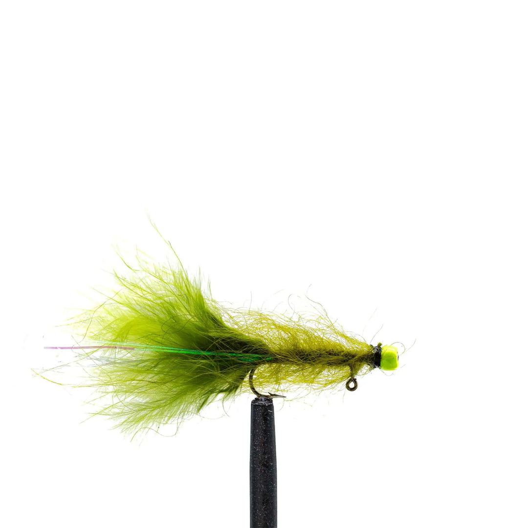 Olive Balanced Leech - Chartreuse Bead, Flies, Streamers, Leeches, Stillwater  | Jackson Hole Fly Company